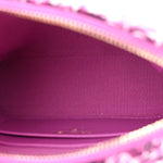 Tweed Quilted Mini Clutch With Chain Purple