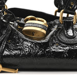 Crinkled Patent Medium Paddington Satchel Black