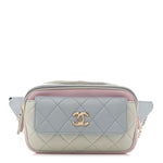 Goatskin Quilted Waist Bag Green Blue Pink