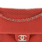 Perforated Calfskin Large Up In The Air Flap Red