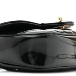 Patent Calfskin Quilted Mini Clutch Black