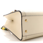 Textured Dollar Calfskin Web Small Diana Tote Bag Mystic White