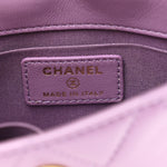 Shiny Lambskin Quilted Extra Mini Flap Purple