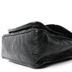 Crinkled Calfskin Matelasse Monogram Medium Niki Chain Satchel Black