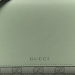 GG Supreme Monogram Textured Calfskin Emblem Wallet On Chain Sage Green