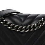 Calfskin Chevron Quilted Medium Boy Flap Black