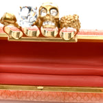 Snakeskin Knuckle Box Clutch Orange