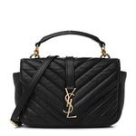 Sheepskin Matelasse Chevron Monogram College Chain Wallet Black