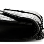 Grain De Poudre Textured Mixed Matelasse Triquilt Medium Monogram Monochrome Satchel Black