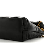 Lambskin Quilted Small Loulou Puffer Monogram Chain Satchel Black
