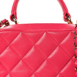 Lambskin Quilted Small Trendy CC Bowling Bag Pink