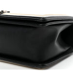 Calfskin Pleated Medium Boy In Rome Flap Black White