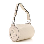 Sakai Be Green Calfskin Diagonal Stitched Mini Blondie Barrel Shoulder Bag Mystic White