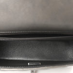 Metallic Lambskin Quilted Mini Rectangular Flap  Dark Grey