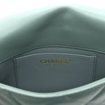 Lambskin Quilted Mini Chain Rows Flap  Green