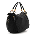 Tessuto Nylon Vitello Daino Shopping Satchel Black