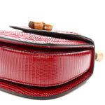 Moire Fabric Calfskin Rhinestone Monogram Monochrome Lizard Embossed Mini Bamboo 1947 Top Handle Chain Bag Red