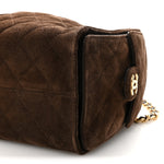 Suede Quilted Small Chanel 25 Handbag Dark Brown