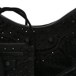 Denim Embellished Le Cagole Shoulder Bag XS Black