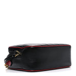 Vintage Effect Calfskin Matelasse Diagonal Small Torchon GG Marmont Bamboo Top Handle Shoulder Bag Black Romantic Cherry