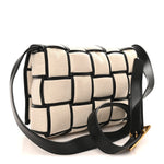 Canvas Intrecciato Padded Cassette Crossbody Bag Natural Black
