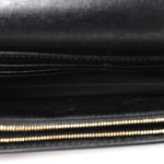 Textured Calfskin Script Logo Wallet On Chain Black