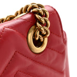 Calfskin Matelasse Small GG Marmont Shoulder Bag Hibiscus Red