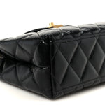 Shiny Aged Calfskin Quilted Nano Kelly Shopper Black
