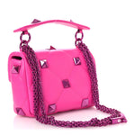 Nappa Lacquer Monochrome Small Roman Stud Shoulder Bag Pink PP