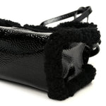 X UGG Crinkle Patent Shearling Small Shopping Bag Black