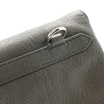 Chevre Silver Metallic Edge Hardware Envelope Clutch Gris Acier