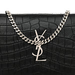 Calfskin Crocodile Embossed Cassandre Wallet On Chain WOC Black