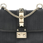 Denim Small Glam Lock Rockstud Flap Deep Denim