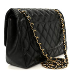 Lambskin Quilted Jumbo Double Flap Black