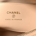Lambskin Quilted Barrel Clutch With Chain Light Beige