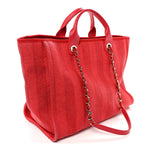Mixed Fibers Striped Medium Deauville Tote Red