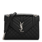 Grain De Poudre Textured Mixed Matelasse Triquilt Medium Monogram Satchel Black
