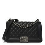 Calfskin Quilted Medium Boy Flap Black