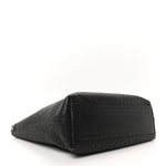 Perforated Grained Calfskin Large Shopping Tote Black