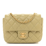 Lambskin Enamel Quilted Mini Coco Hearts Square Flap Light Green
