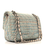 Tweed Quilted Medium Double Flap Blue Multicolor