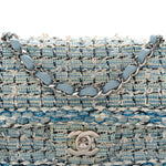 Tweed Braid Mini Flap Blue White Navy