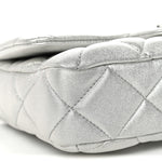 Metallic Lambskin Lacquered Quilted Small Flap Silver
