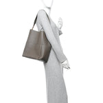 Soft Grained Calfskin Sangle Bucket Bag Taupe