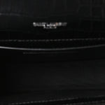 Calfskin Crocodile Embossed Small Classic Monogram Kate Tassel Satchel Black
