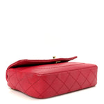 Goatskin Quilted Coco Curve Flap Messenger Flap Red