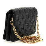 Lambskin Embossed Monogram Pochette Coussin Black