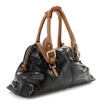 Patent Lambskin Medium Paddington Satchel Dark Brown