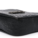Calfskin Crocodile Embossed Monogram Lou Camera Bag Black