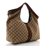 GG Monogram Web Large Giglio Tote Beige Brown